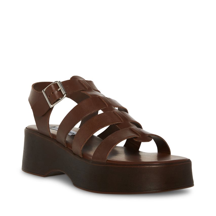 Sandalias de Plataforma Steve Madden Sarai Cuero Mujer Marrones Oscuro | ES EZ034E